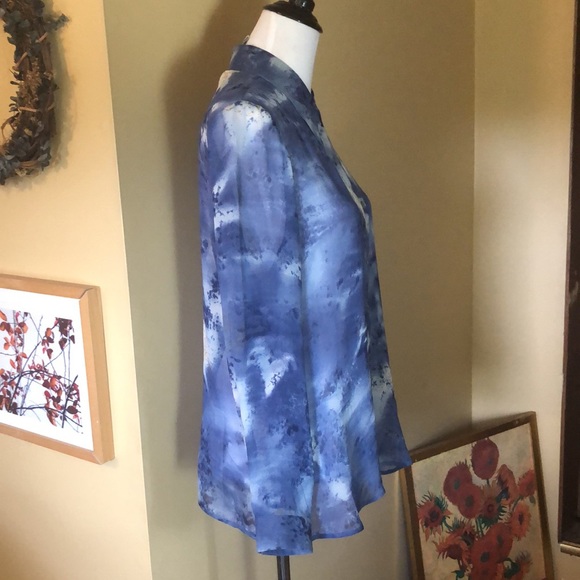 TESS size XL Cloudscape Button 100% Silk Button-front Ethereal Heavenly $109 NEW - Picture 4 of 12